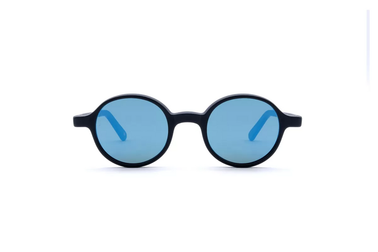 LGR Reunion glasses in Black Matt 22/Blue Mirror (base 2).