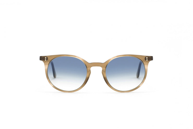 A front view of the LGR Tigre in Havana Camel 64/Blue Gradient Photochromic (base 2).