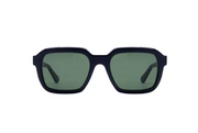 A front view of the LGR Raffaello glasses in Black 01/Green G15.
