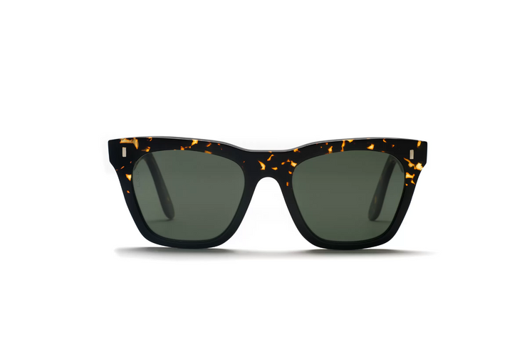 A front view of the LGR Cecile glasses in Black Havana Scuro 09B/Dark Green G15 (base 2).