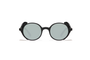 A front view of the LGR Reunion Flap glasses in Black Matt 22/Black/Flat Silver Mirror.