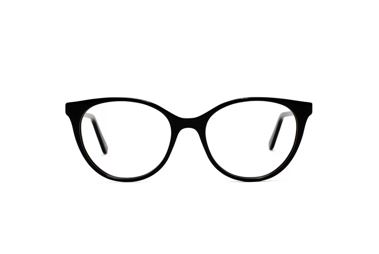 A front view of the LGR Cleopatra glasses in Black 01.