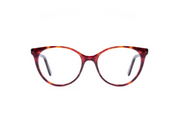 A front view of the LGR Cleopatra glasses in Havana Bordeaux 65 - zoomed in.