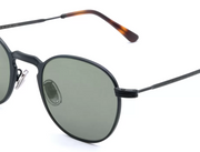 Side view of LGR Malindi glasses in Black Matt/Havana Maculato 39/Green G15 - zoomed in on frame rim.