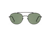 A front view of the LGR Dahlak glasses in Black 01/Green G15.