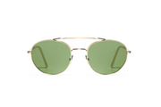 A front view of the LGR Dahlak glasses in Gold 02/Green Vintage.