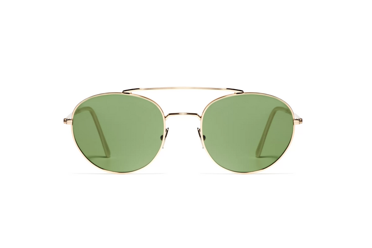 A front view of the LGR Dahlak glasses in Gold 02/Green Vintage.